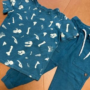 Hatley Teal Dino Shirt & Jogger Pants 2T